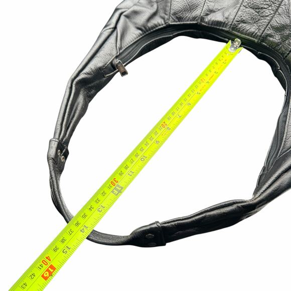 Vintage Genuine Leather Black Hobo Shoulder Bag Hecho en México made in Mexico - Picture 4 of 13